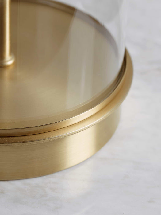 Brass & Black Glass Table Lamp