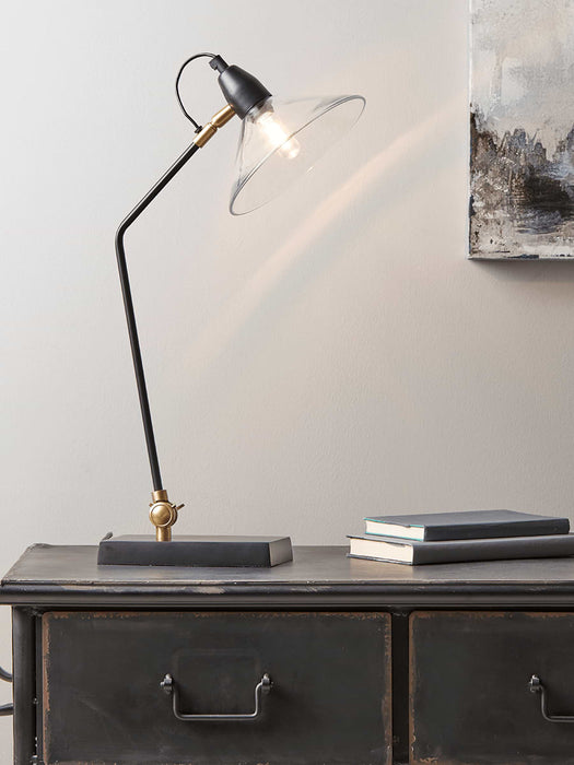 Ribbed Glass Shade Desk Lamp