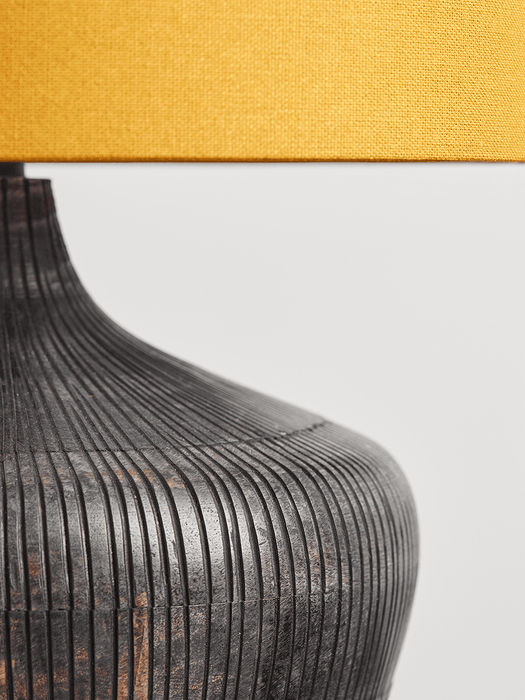 Mango Wood & Mustard Table Lamp