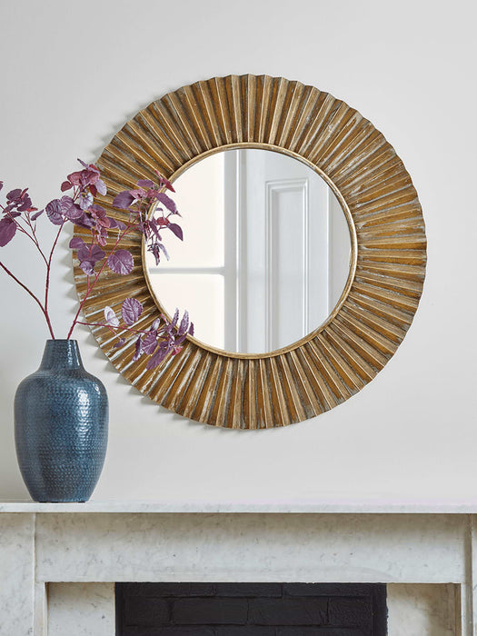 Fluted Gold Round Mirror