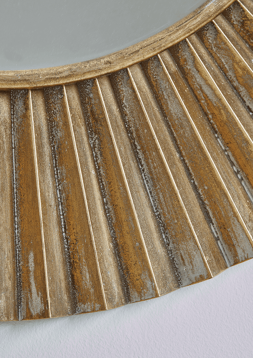 Fluted Gold Round Mirror