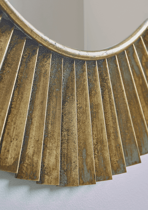 Fluted Gold Round Mirror