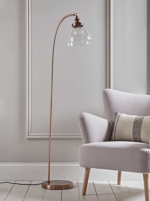 Domed Glass Floor Lamp - Copper