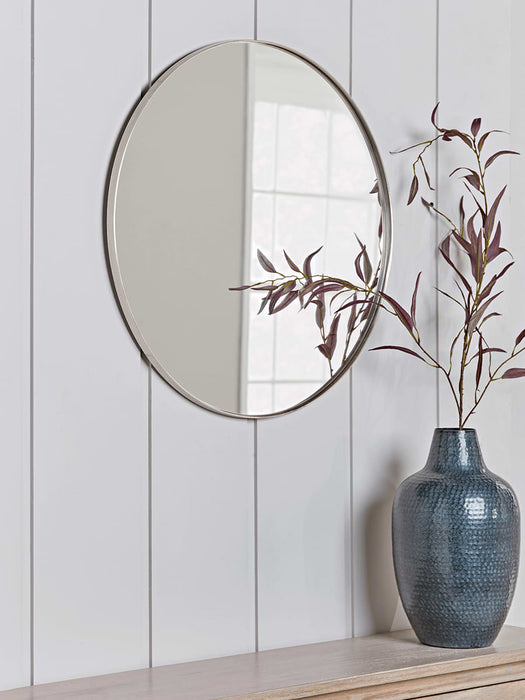 Antique Silver Slim Frame Round Mirror - Medium