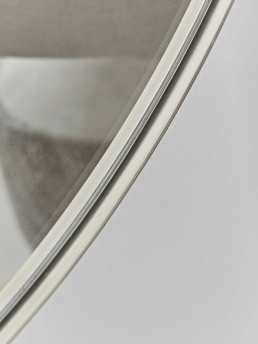 Antique Silver Slim Frame Round Mirror - Large