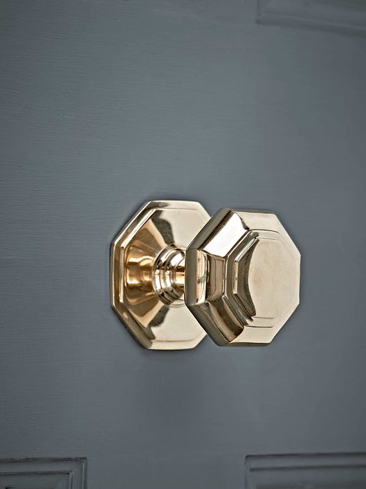 Brass Octagonal Centre Door Knob