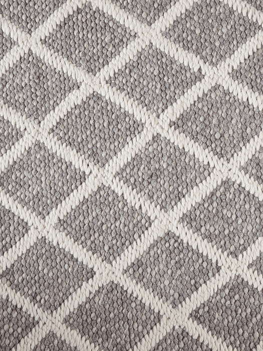 Textured Grey Wool Rug - Diamond
