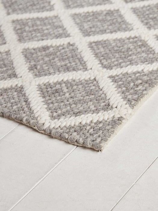 Textured Grey Wool Rug - Diamond