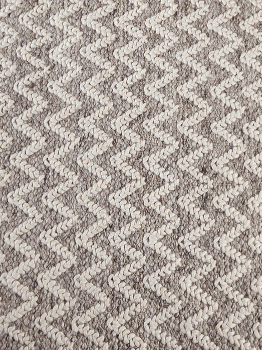 Textured Grey Wool Rug - Chevron