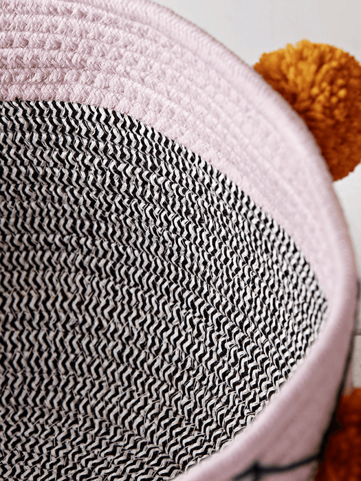 Three Mono Pom Pom Baskets - Blush & Mustard