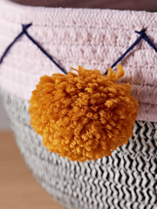 Three Mono Pom Pom Baskets - Blush & Mustard