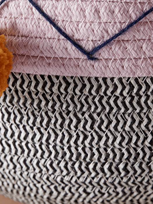 Three Mono Pom Pom Baskets - Blush & Mustard