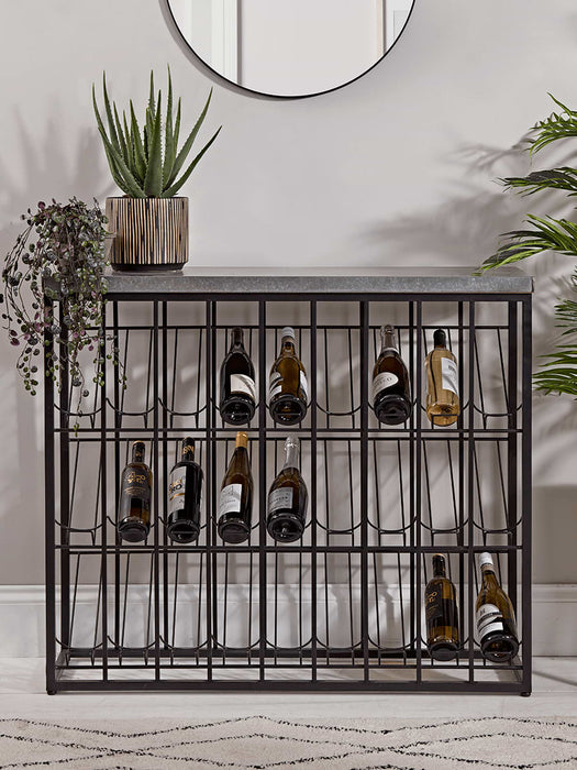 Metal Topped Wine Rack
