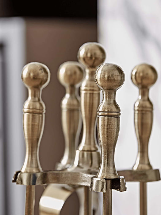 Brass Four Piece Fireside Set