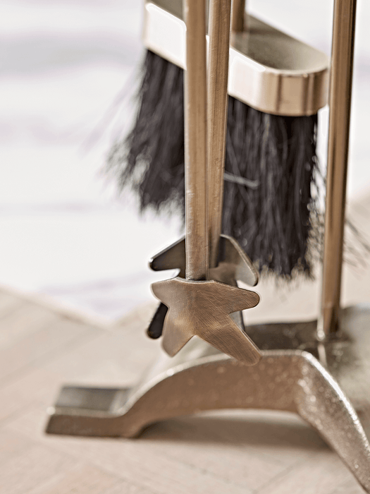 Brass Four Piece Fireside Set