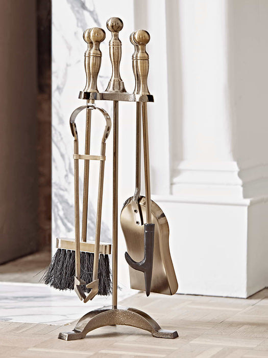 Brass Four Piece Fireside Set