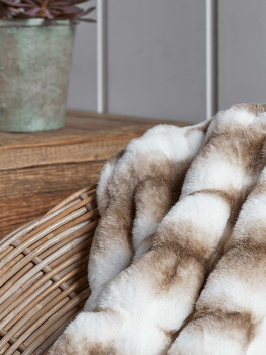 Textured Faux Fur Striped Throw