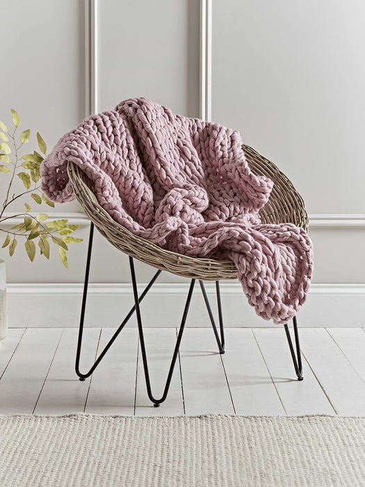 Chunky Knit Throw - Rose