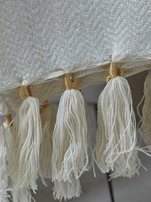 Textured Tassel Throw - Grey & Mustard
