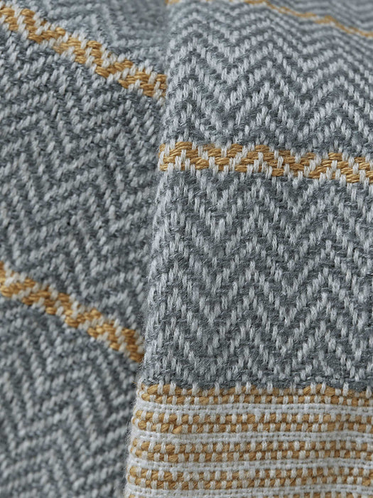 Textured Tassel Throw - Grey & Mustard