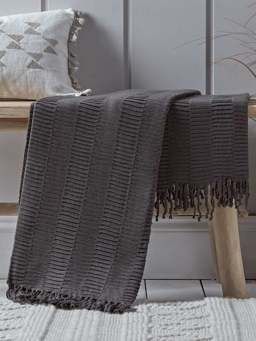 Pleated Throw - Charcoal