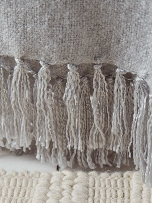 Fringe Two Tone Throw - Grey