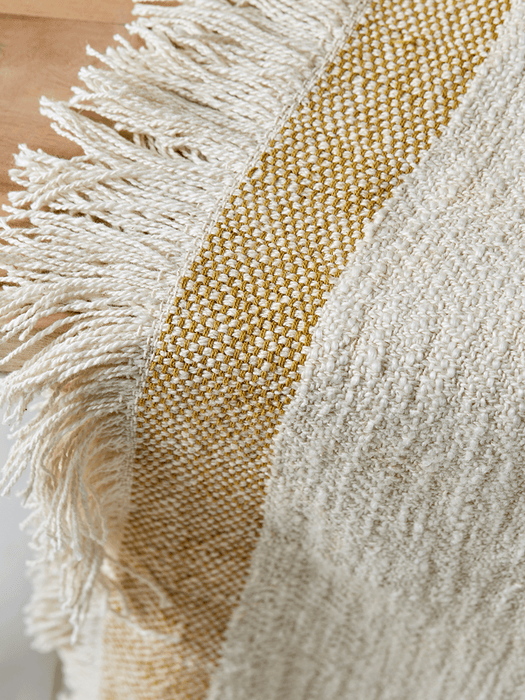 Woven Fringed Throw - Mustard
