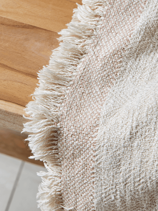 Woven Fringed Throw - Blush