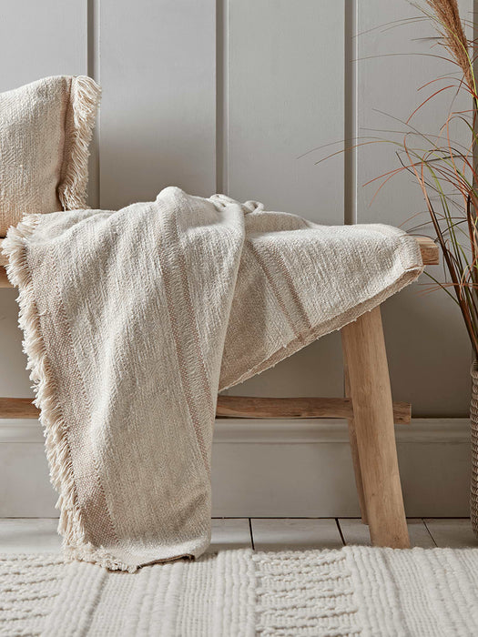 Woven Fringed Throw - Blush