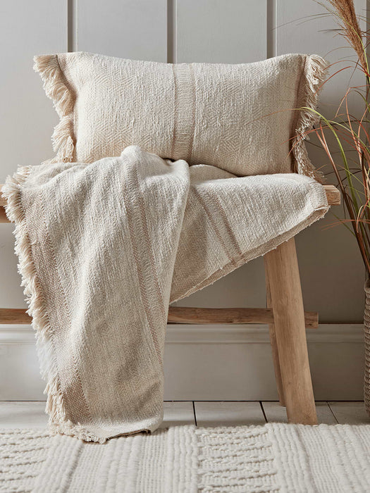 Woven Fringed Throw - Blush