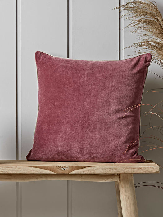 Piped Velvet cushion - Deep Mauve