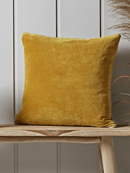 Piped Velvet cushion - Warm Mustard