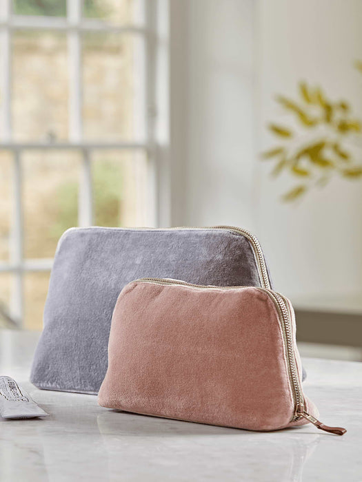Grey Velvet Beauty Bag - Large
