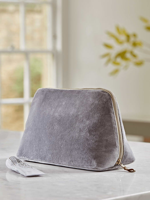 Grey Velvet Beauty Bag - Large