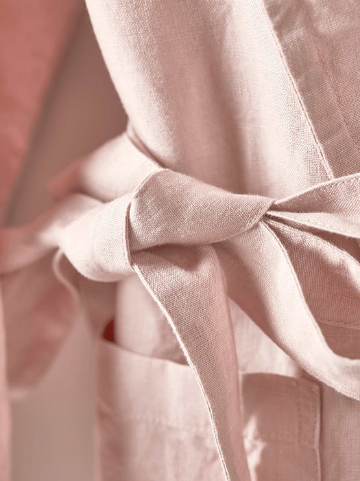 Washed Linen Robe - Soft Blush