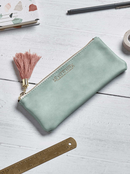 Faux Leather Pouch - Soft Green