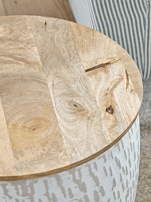 Two Enamelled Storage Tables - Taupe
