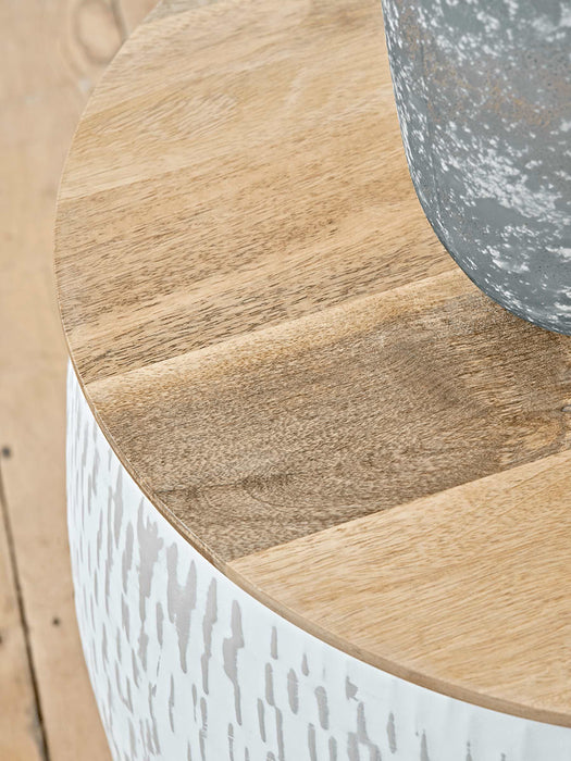 Two Enamelled Storage Tables - Taupe