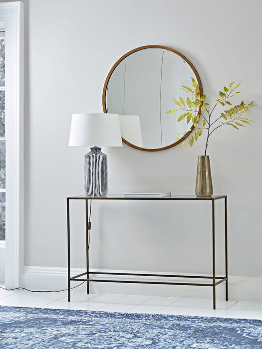 Antique Brass Bevelled Round Mirror - Large