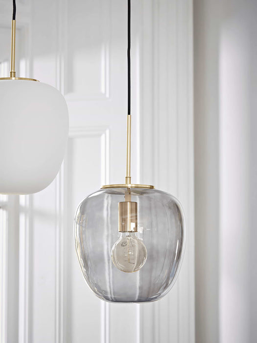 Brass & Glass Pendant Light - Smoke