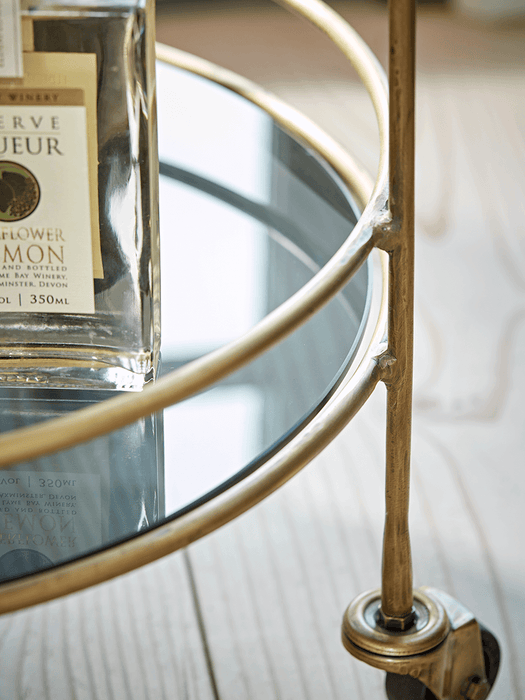 Smoked Glass & Brass Cocktail Trolley