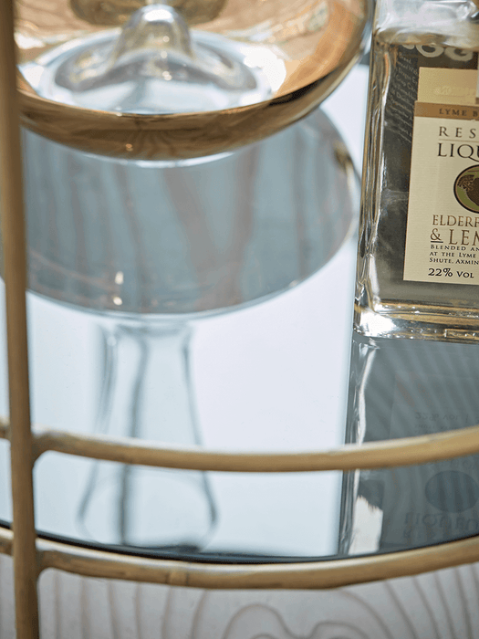 Smoked Glass & Brass Cocktail Trolley