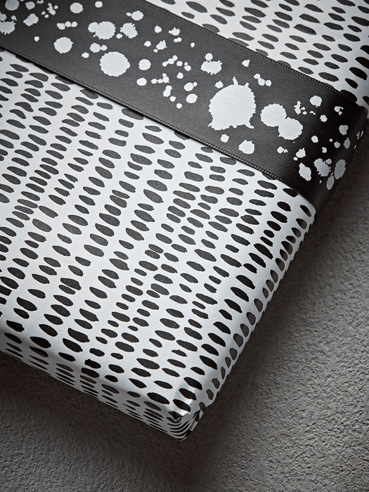 Black & White Dashes Reversible Wrapping Paper