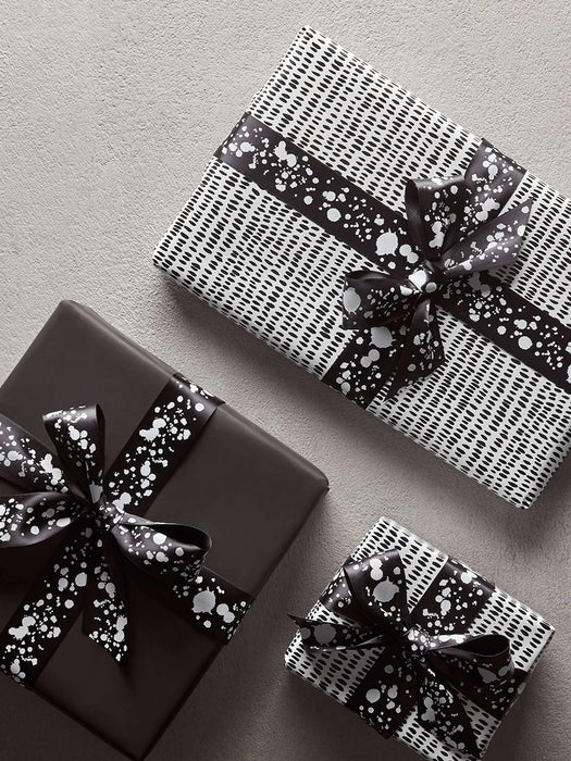 Black & White Dashes Reversible Wrapping Paper