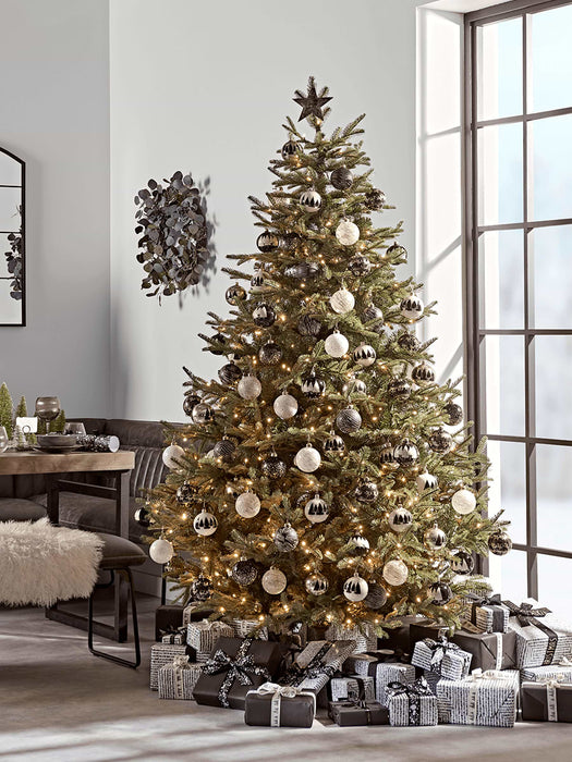 Six Black & Gold Leaf Baubles
