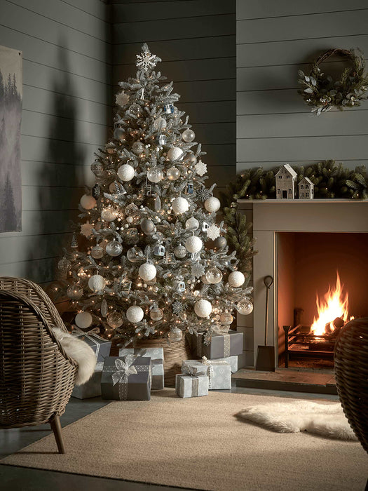Twelve Glass Glittered Snowflakes
