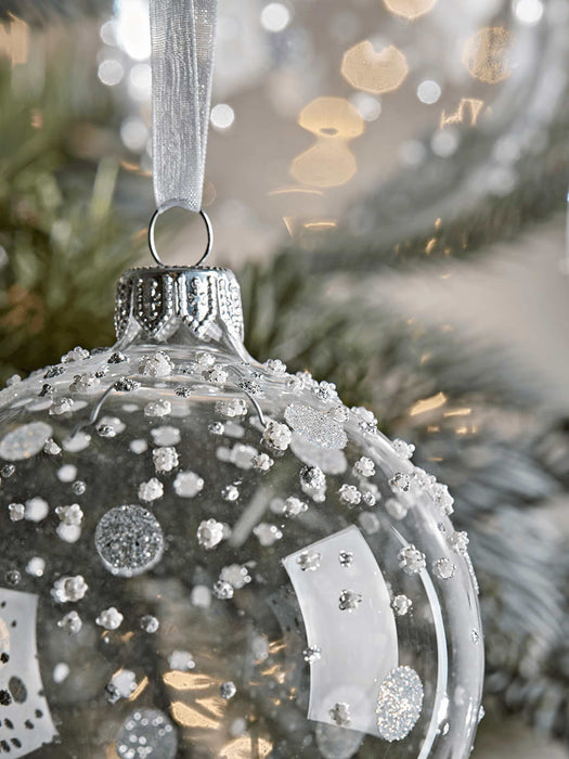 Six Dotty Glass Baubles