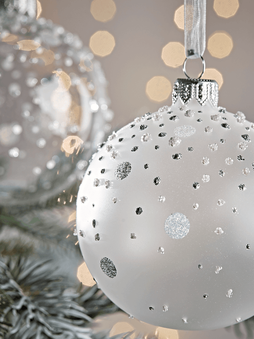 Six Dotty Glass Baubles