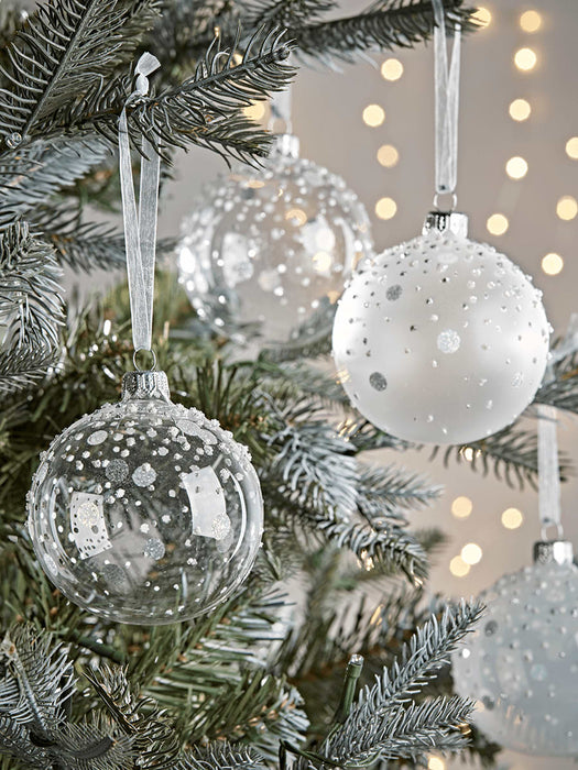 Six Dotty Glass Baubles