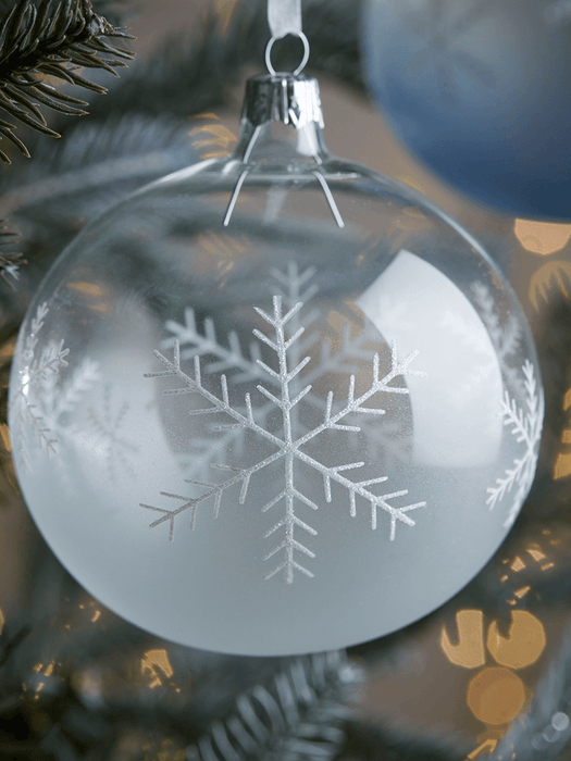Four Large Glass Snowflake Baubles